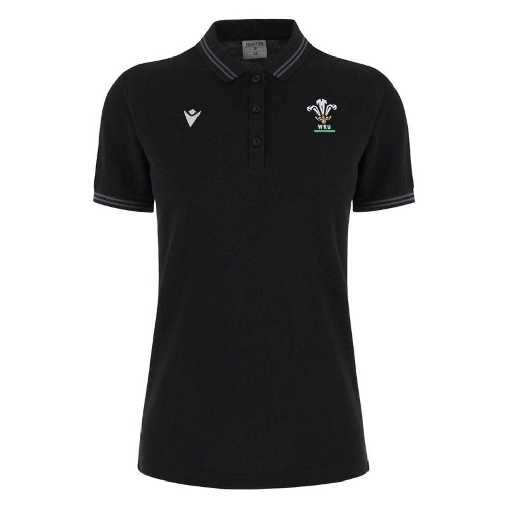 Macron Womens/Ladies 2024 Wales RU Polo Shirt / Black/Gold/Red